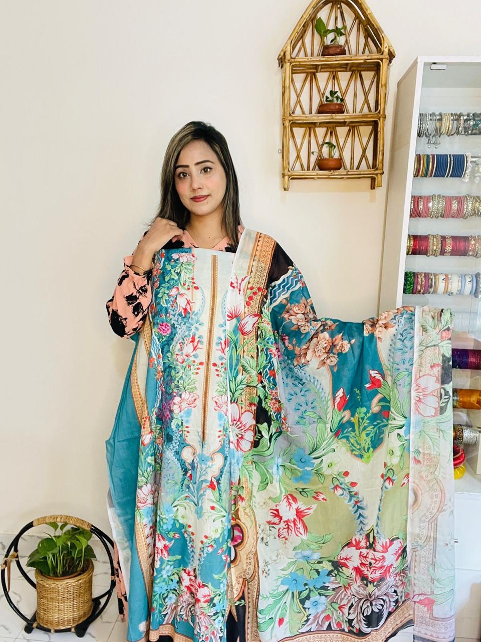 🌸 স্টাইলিনা প্রিমিয়াম সুইস কটন লন ৩ পিস (Code: S03)